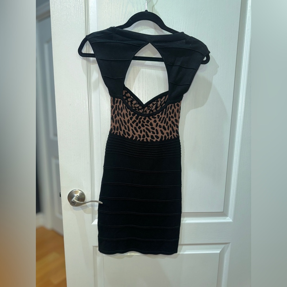 WOW Couture Black Tan Bodycon Dress Halter Neck